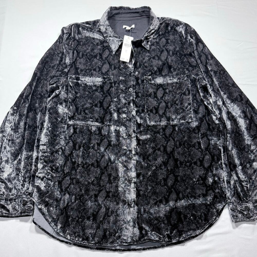 Pilcro Anthropologie Snakeskin Print Button Down Shirt NWT Sz L Oversized - Picture 3 of 7